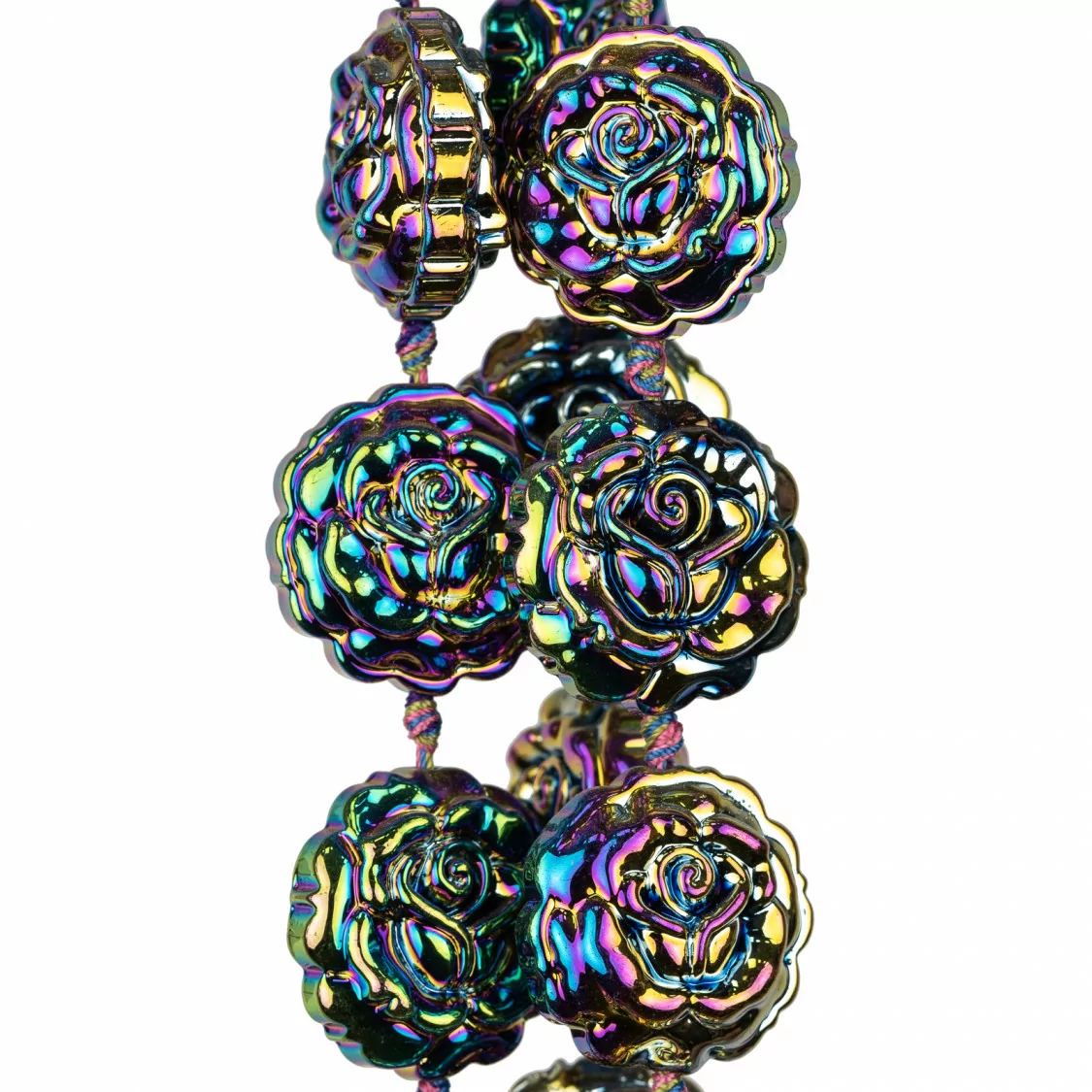 Rose di Cristallo Smaltato 28mm 12pz Peacock-CRISTALLI A FILO | Worldofjewel.com