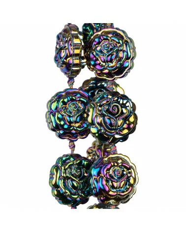 Rose di Cristallo Smaltato 28mm 12pz Peacock-CRISTALLI A FILO | Worldofjewel.com