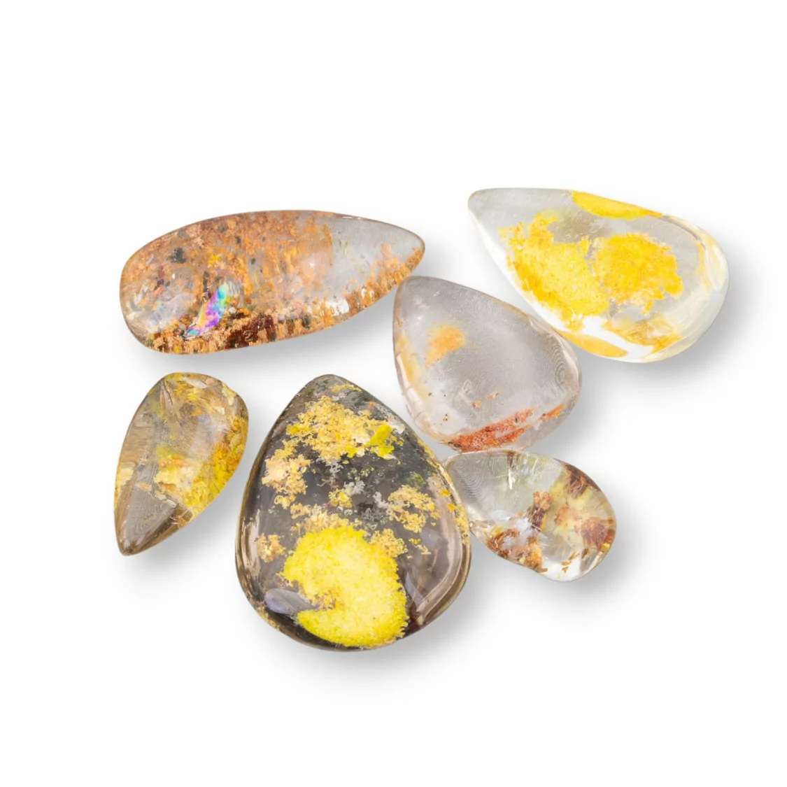 Cabochon Forme Miste Di Quarzo Dendritico Giallo 1pz 16gr Circa- CABOCHON DI PIETRE DURE | Worldofjewel.com