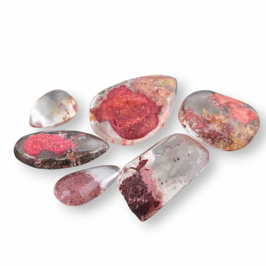 Cabochon Forme Miste Di Quarzo Dendritico Rosso 2pz 20gr Circa- CABOCHON DI PIETRE DURE | Worldofjewel.com