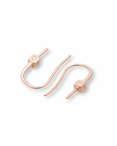 Base Per Orecchini Di Argento 925 Con Zirconi Monachella E Cubo 2,5x16mm 6 Paia Oro Rosa-BASI DI ARGENTO 925 | Worldofjewel.com