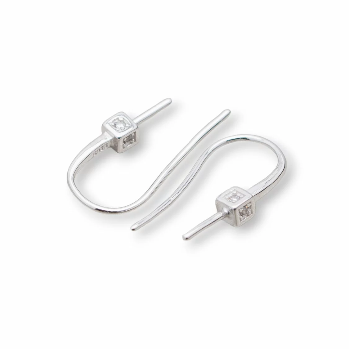 Base Per Orecchini Di Argento 925 Con Zirconi Monachella E Cubo 2,5x16mm 6 Paia Rodiato-BASI DI ARGENTO 925 | Worldofjewel.com