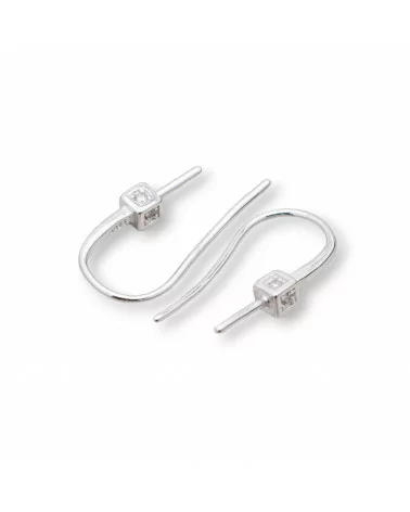 Base Per Orecchini Di Argento 925 Con Zirconi Monachella E Cubo 2,5x16mm 6 Paia Rodiato-BASI DI ARGENTO 925 | Worldofjewel.com