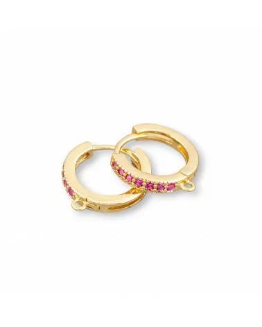 Base Per Orecchini Di Bronzo Con Zirconi A Cerchietto 6 Paia Dorato Ruby-BASI DI OTTONE E BRONZO | Worldofjewel.com