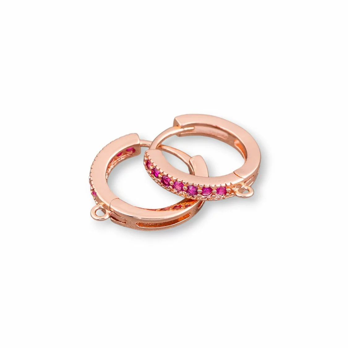 Base Per Orecchini Di Bronzo Con Zirconi A Cerchietto 6 Paia Oro Rosa Ruby-BASI DI OTTONE E BRONZO | Worldofjewel.com