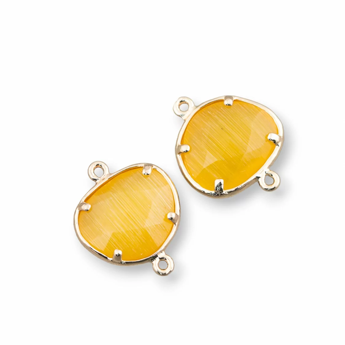 Connettore Componente Di Ottone Di Occhio Di Gatto Irregolare 15x13mm Con 2 Anellini 10pz Dorato Giallo- IRREGOLARI | Worldofjewel.com