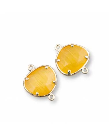 Connettore Componente Di Ottone Di Occhio Di Gatto Irregolare 15x13mm Con 2 Anellini 10pz Dorato Giallo- IRREGOLARI | Worldofjewel.com