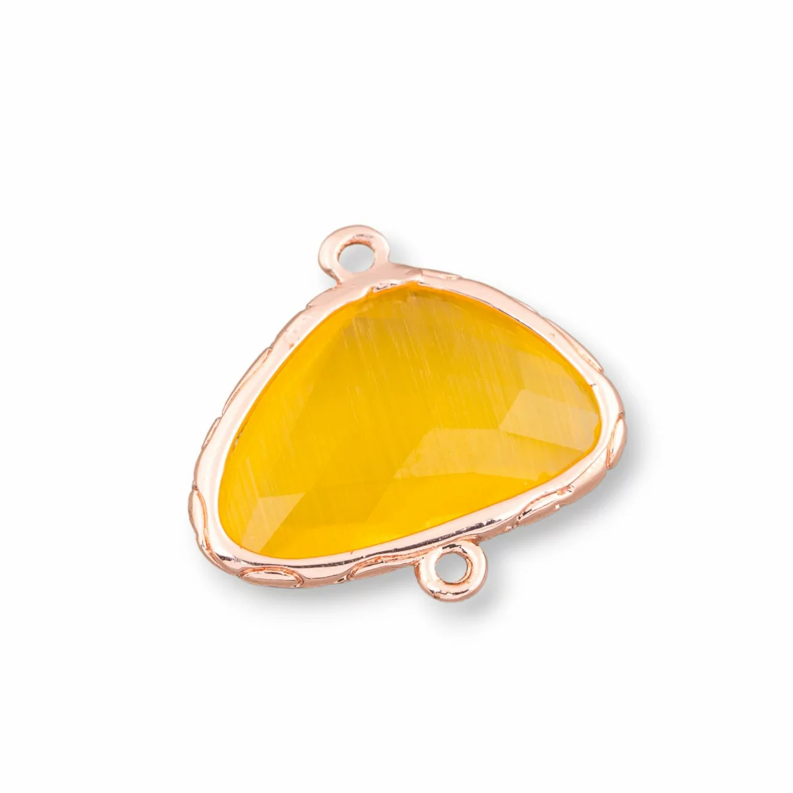 Connettore Componente Di Ottone A Triangolo Con Occhio Di Gatto Incastonato 21x14mm 12pz Oro Rosa Giallo- TRIANGOLO | Worldofjewel.com