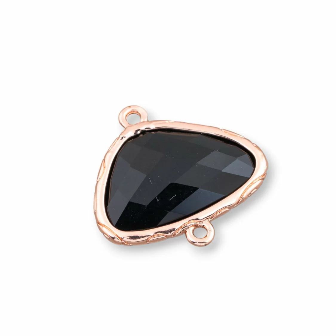 Connettore Componente Di Ottone A Triangolo Con Occhio Di Gatto Incastonato 21x14mm 12pz Oro Rosa Nero- TRIANGOLO | Worldofjewel.com