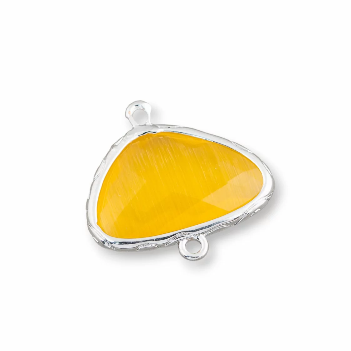 Connettore Componente Di Ottone A Triangolo Con Occhio Di Gatto Incastonato 21x14mm 12pz Rodiato Giallo- TRIANGOLO | Worldofjewel.com