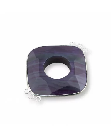 Centrale Di Agata E Argento Indiano - Rombo 45-50mm 3+3 anellini 2pz Viola Striata-COMPONENTI DI PIETRE DURE | Worldofjewel.com