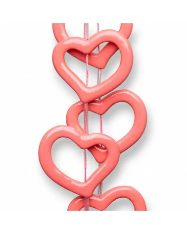 Perline Di Resina A Filo Cuore Forato 30mm 12pz Rosa Scuro-RESINA A FILO | Worldofjewel.com