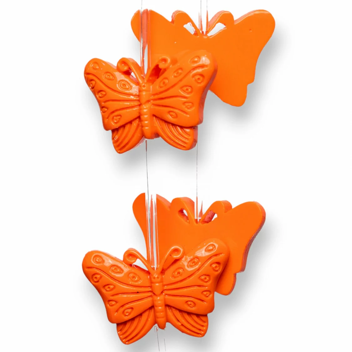 Perline Di Resina A Filo Farfalla Monofaccia 18x28mm 11pz Arancio-RESINA A FILO | Worldofjewel.com