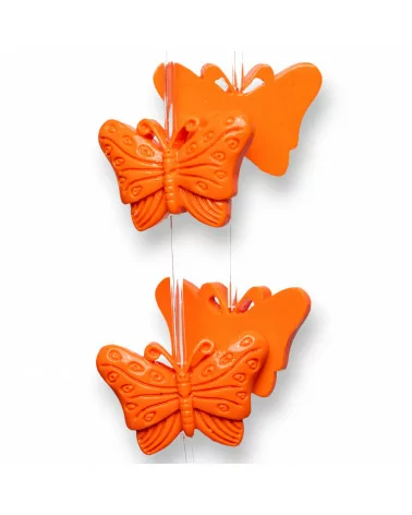 Perline Di Resina A Filo Farfalla Monofaccia 18x28mm 11pz Arancio-RESINA A FILO | Worldofjewel.com