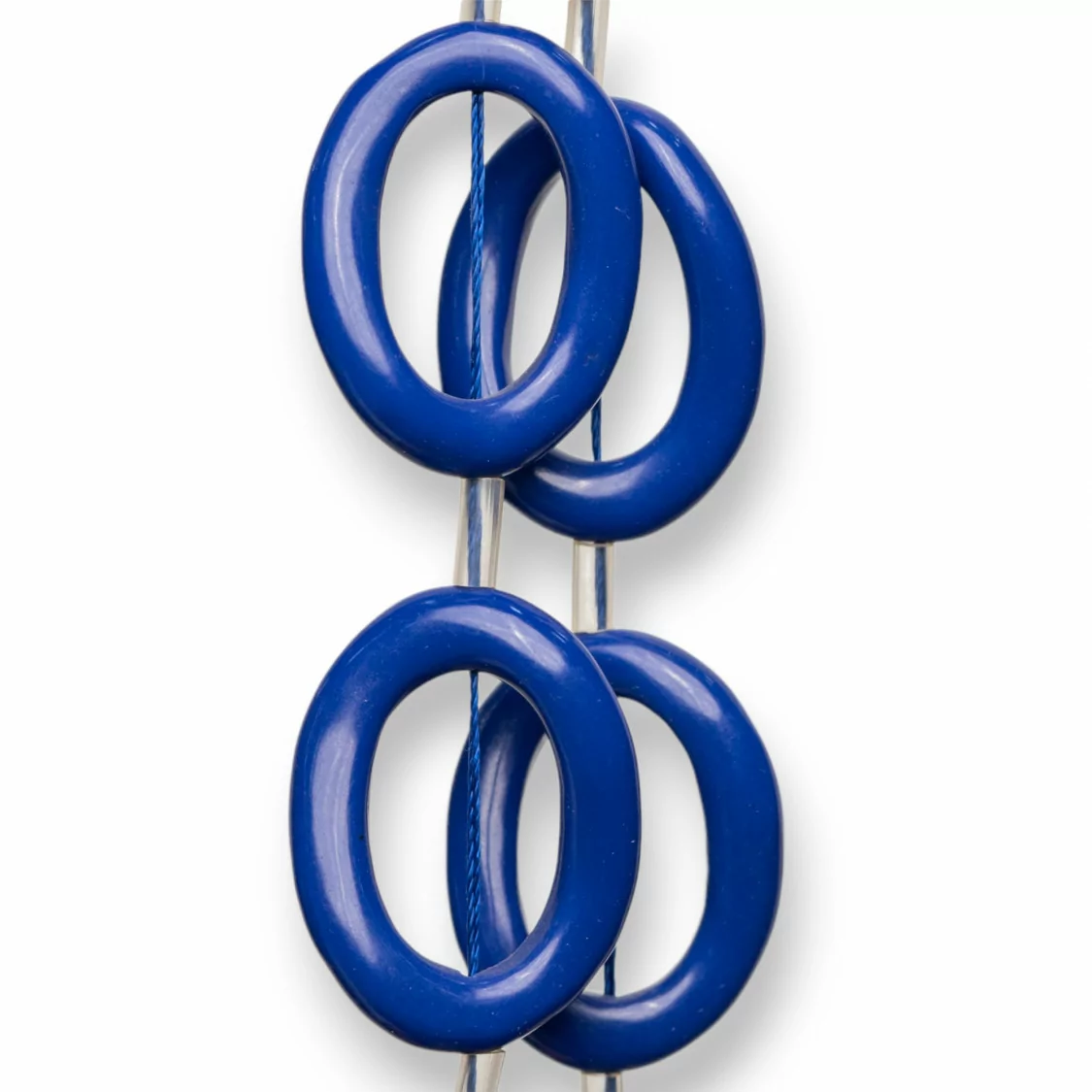 Perline Di Resina A Filo Ovale Ondulato Forato 24x32mm 11pz Blu-RESINA A FILO | Worldofjewel.com