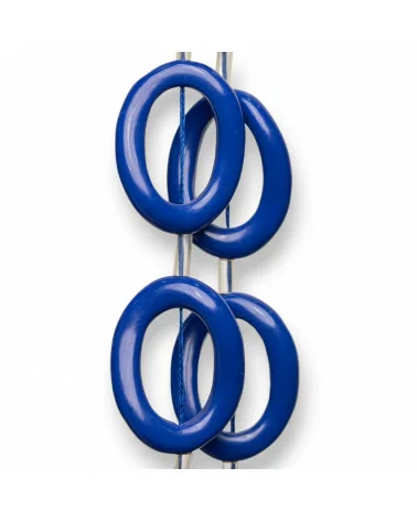 Perline Di Resina A Filo Ovale Ondulato Forato 24x32mm 11pz Blu-RESINA A FILO | Worldofjewel.com