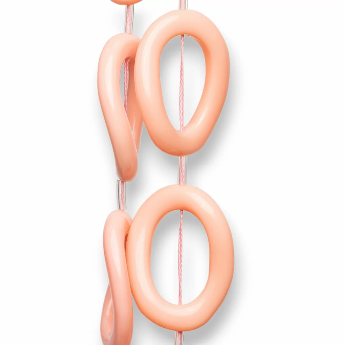 Perline Di Resina A Filo Ovale Ondulato Forato 24x32mm 11pz Rosa Chiaro-RESINA A FILO | Worldofjewel.com