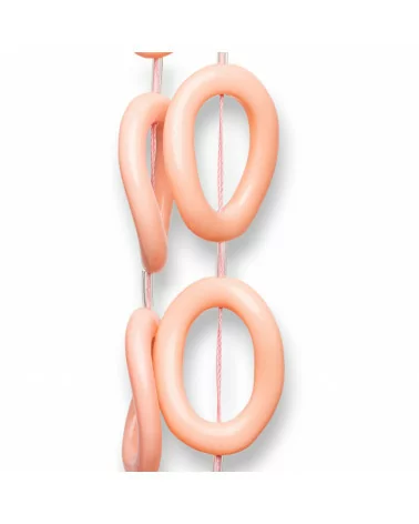 Perline Di Resina A Filo Ovale Ondulato Forato 24x32mm 11pz Rosa Chiaro-RESINA A FILO | Worldofjewel.com