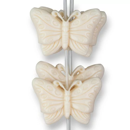 Cuentas de Resina Mariposa Doble Cara 40x28mm 10pcs Blanco