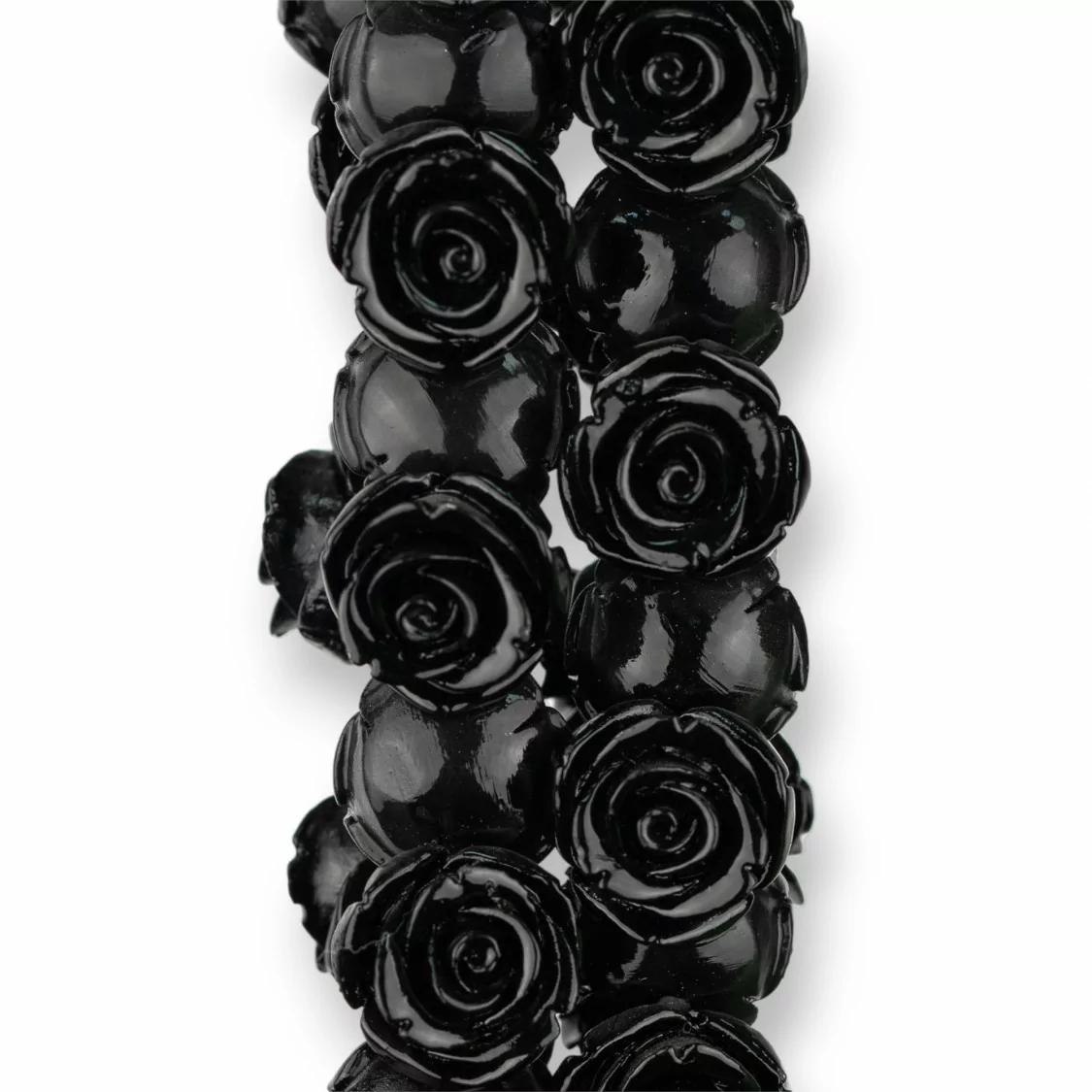 Perline Di Resina Fiore 18mm 25pz - Foro Passante - Nero-RESINA A FILO | Worldofjewel.com