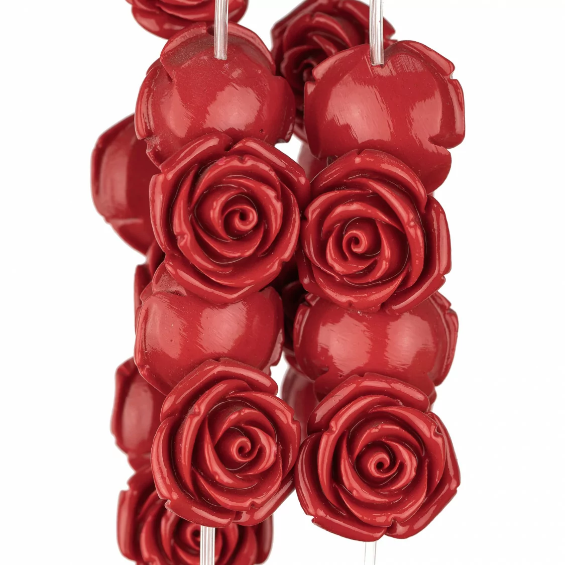 Perline Di Resina Fiore 25mm 18pz - Foro Passante - Rosso-RESINA A FILO | Worldofjewel.com