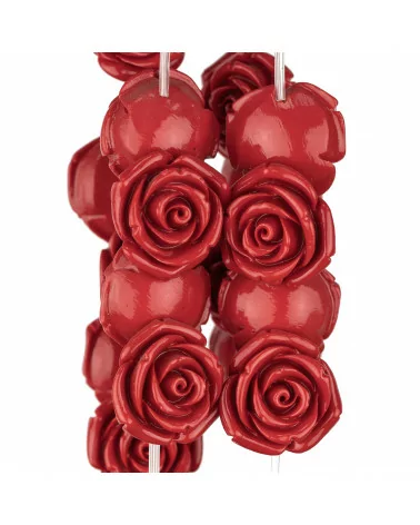 Perline Di Resina Fiore 25mm 18pz - Foro Passante - Rosso-RESINA A FILO | Worldofjewel.com