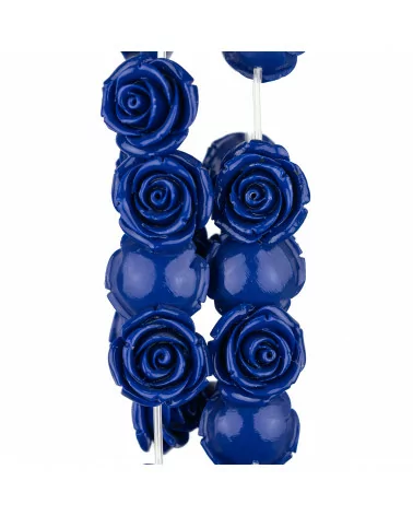 Perline Di Resina Fiore 30mm 13pz - Foro Passante - Blu-RESINA A FILO | Worldofjewel.com