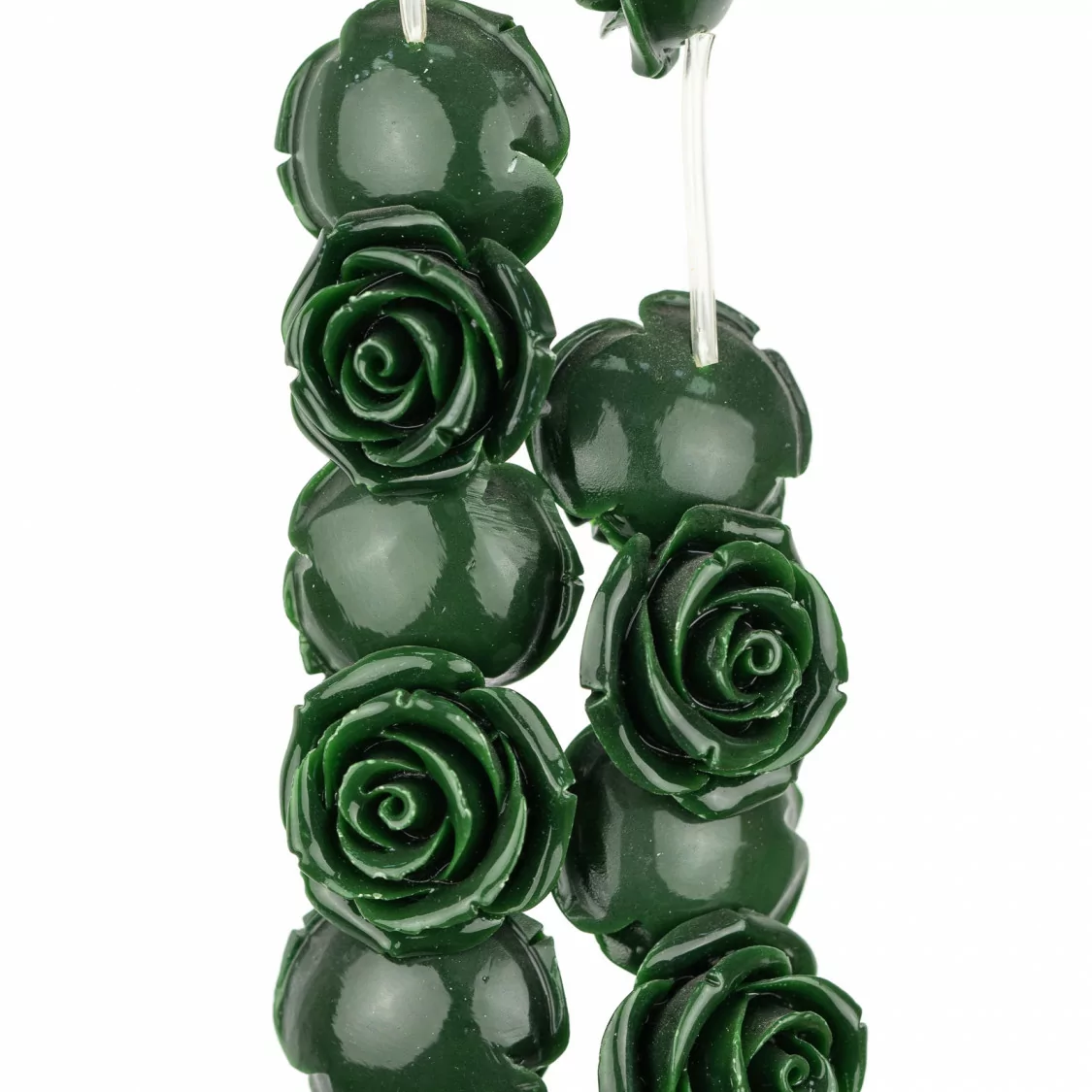 Perline Di Resina Fiore 30mm 13pz - Foro Passante - Verde Smeraldo-RESINA A FILO | Worldofjewel.com