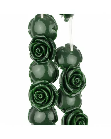 Perline Di Resina Fiore 30mm 13pz - Foro Passante - Verde Smeraldo-RESINA A FILO | Worldofjewel.com