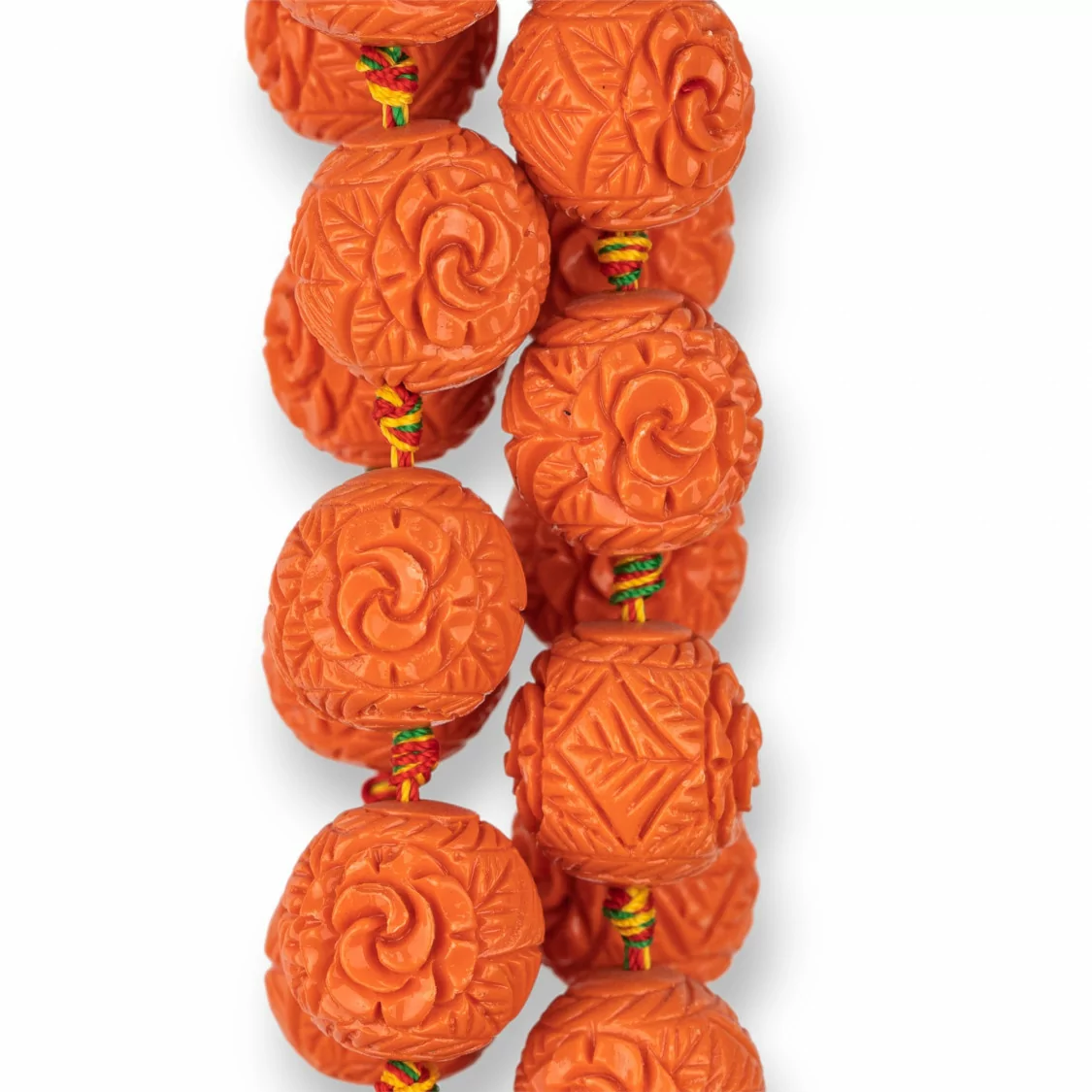 Perline Di Resina Sfera Incisa 18mm Fiore Arancio-RESINA A FILO | Worldofjewel.com