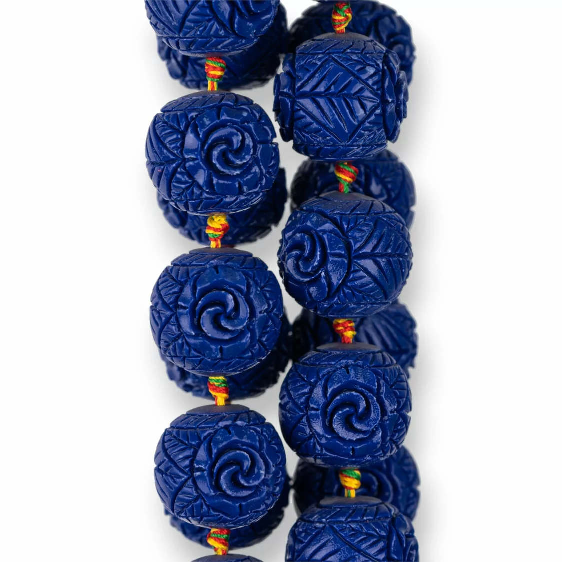 Perline Di Resina Sfera Incisa 23mm 14pz Fiore Blu-RESINA A FILO | Worldofjewel.com