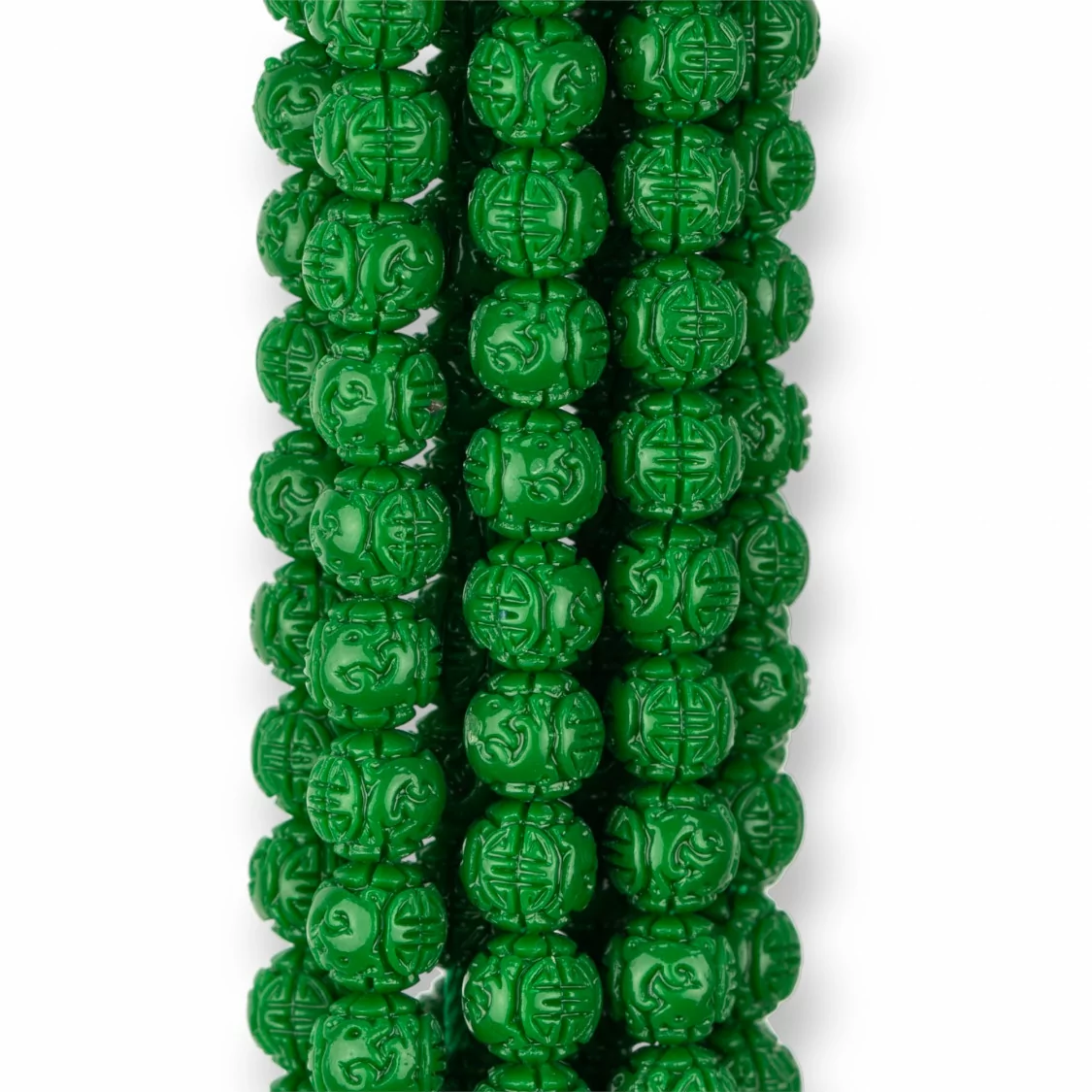 Perline Di Resina Tondo Liscio Inciso 6mm Verde-RESINA A FILO | Worldofjewel.com