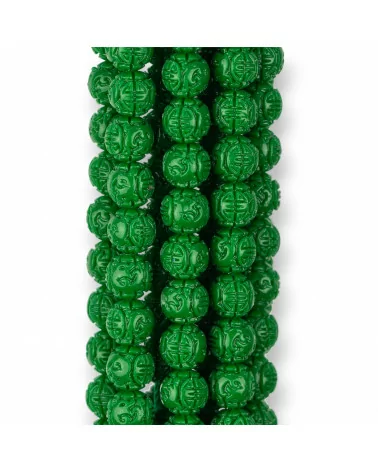 Perline Di Resina Tondo Liscio Inciso 6mm Verde-RESINA A FILO | Worldofjewel.com