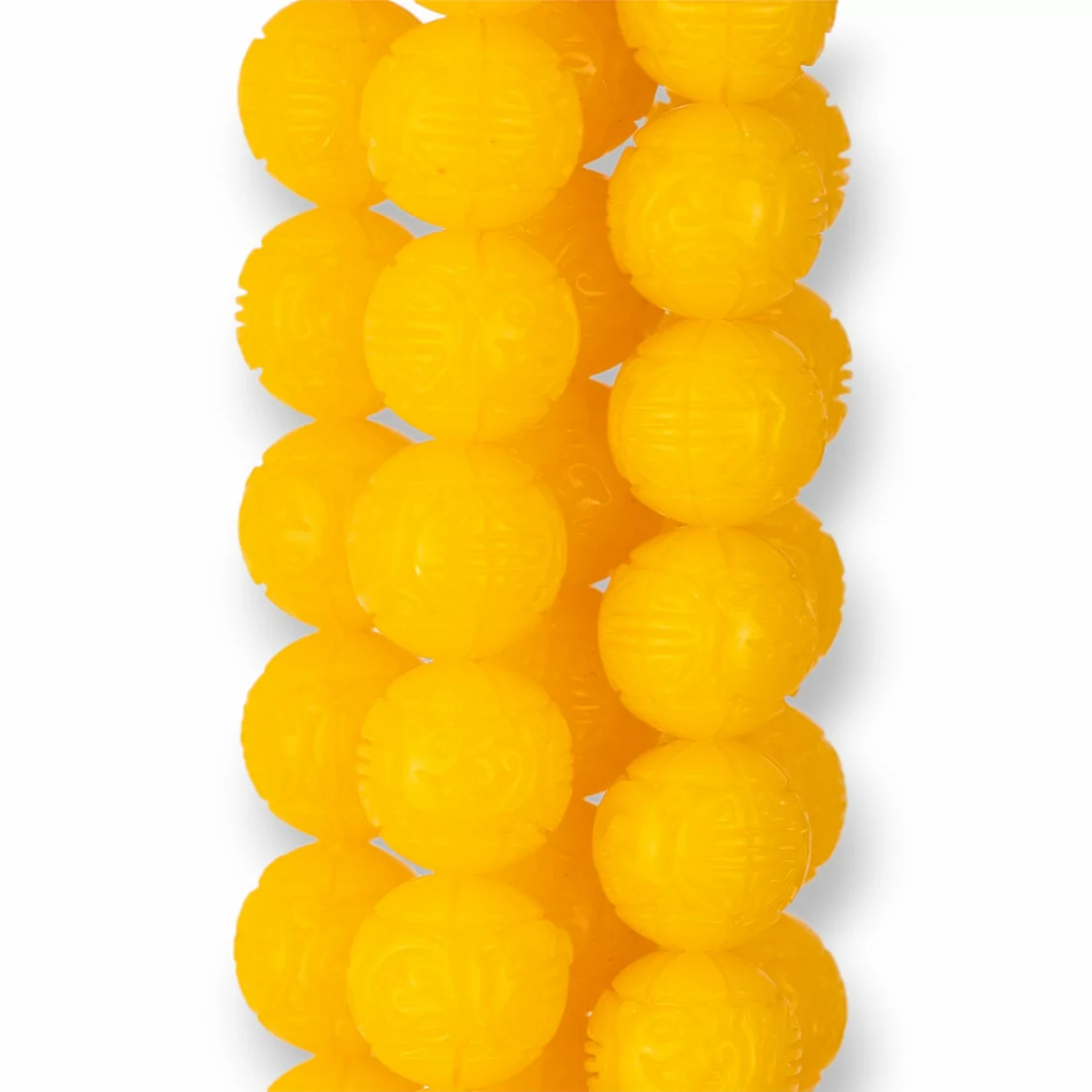 Perline Di Resina Tondo Liscio Inciso 10mm Giallo-RESINA A FILO | Worldofjewel.com