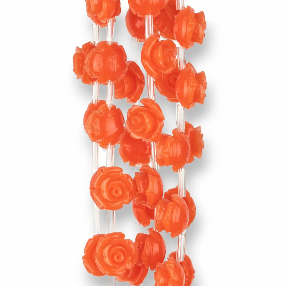 Perline Di Plastica Roselline 10mm 25pz Arancio-RESINA A FILO | Worldofjewel.com