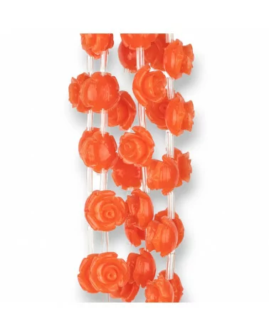 Perline Di Plastica Roselline 10mm 25pz Arancio-RESINA A FILO | Worldofjewel.com