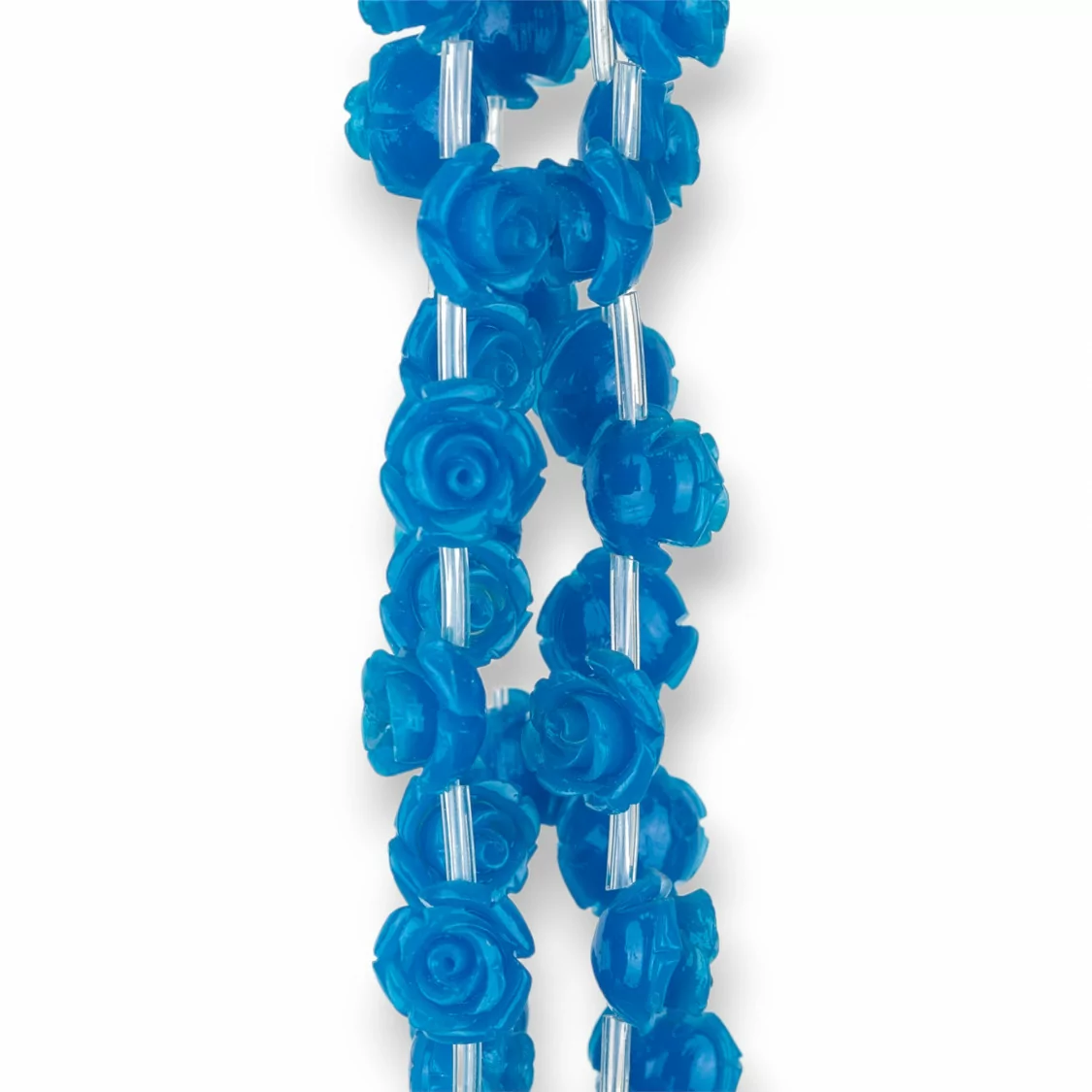 Perline Di Plastica Roselline 10mm 25pz Blu-RESINA A FILO | Worldofjewel.com