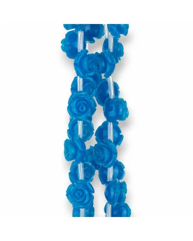 Perline Di Plastica Roselline 10mm 25pz Blu-RESINA A FILO | Worldofjewel.com