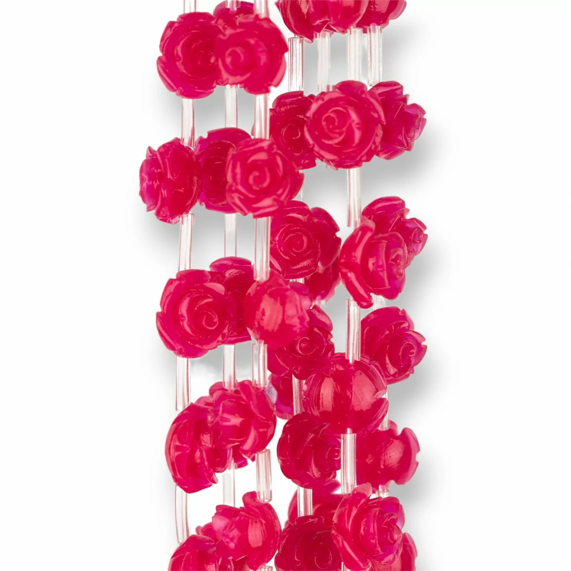 Perline Di Plastica Roselline 10mm 25pz Fucsia-RESINA A FILO | Worldofjewel.com