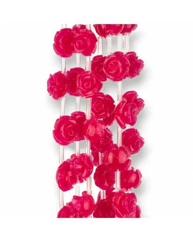 Perline Di Plastica Roselline 10mm 25pz Fucsia-RESINA A FILO | Worldofjewel.com