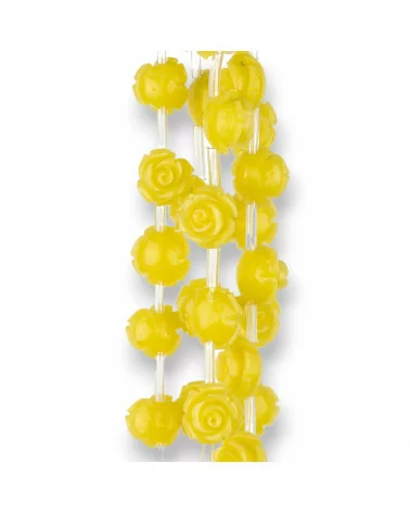 Perline Di Plastica Roselline 10mm 25pz Giallo-RESINA A FILO | Worldofjewel.com