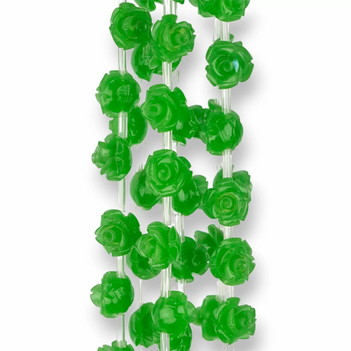 Perline Di Plastica Roselline 10mm 25pz Verde-RESINA A FILO | Worldofjewel.com