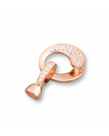 Chiusura Di Argento 925 Con Zirconi Cerchietto Spirale 15x26mm 2pz Oro Rosa-CHIUSURE DI ARGENTO | Worldofjewel.com