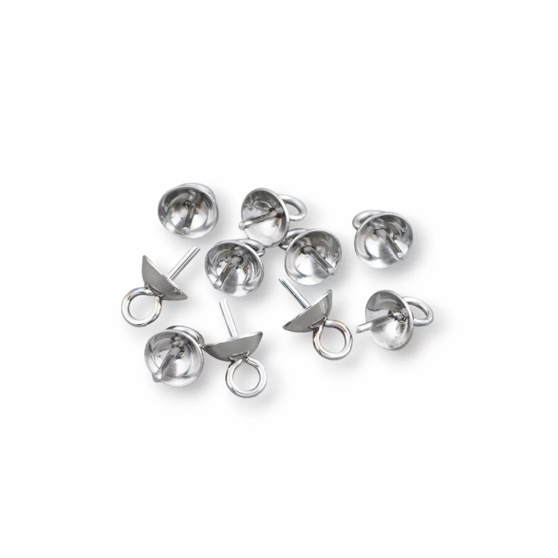 Coppetta Terminale Per Pendenti Di Acciaio Con Anellino 4mm 290pz Circa-PERNO A COPPETTA | Worldofjewel.com