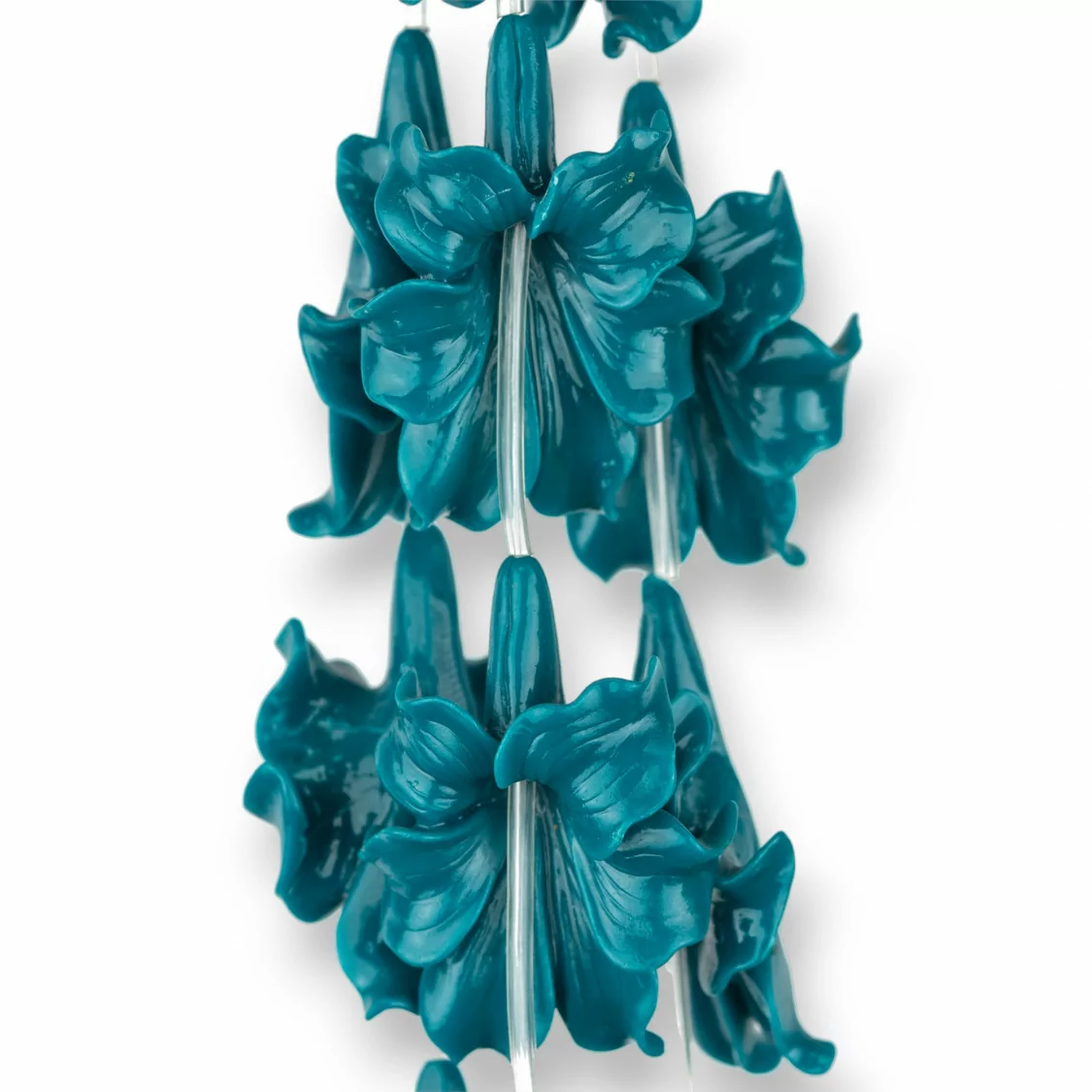 Filo Di Resina Lilium 35x45mm 8pz Blu Ottanio-RESINA A FILO | Worldofjewel.com