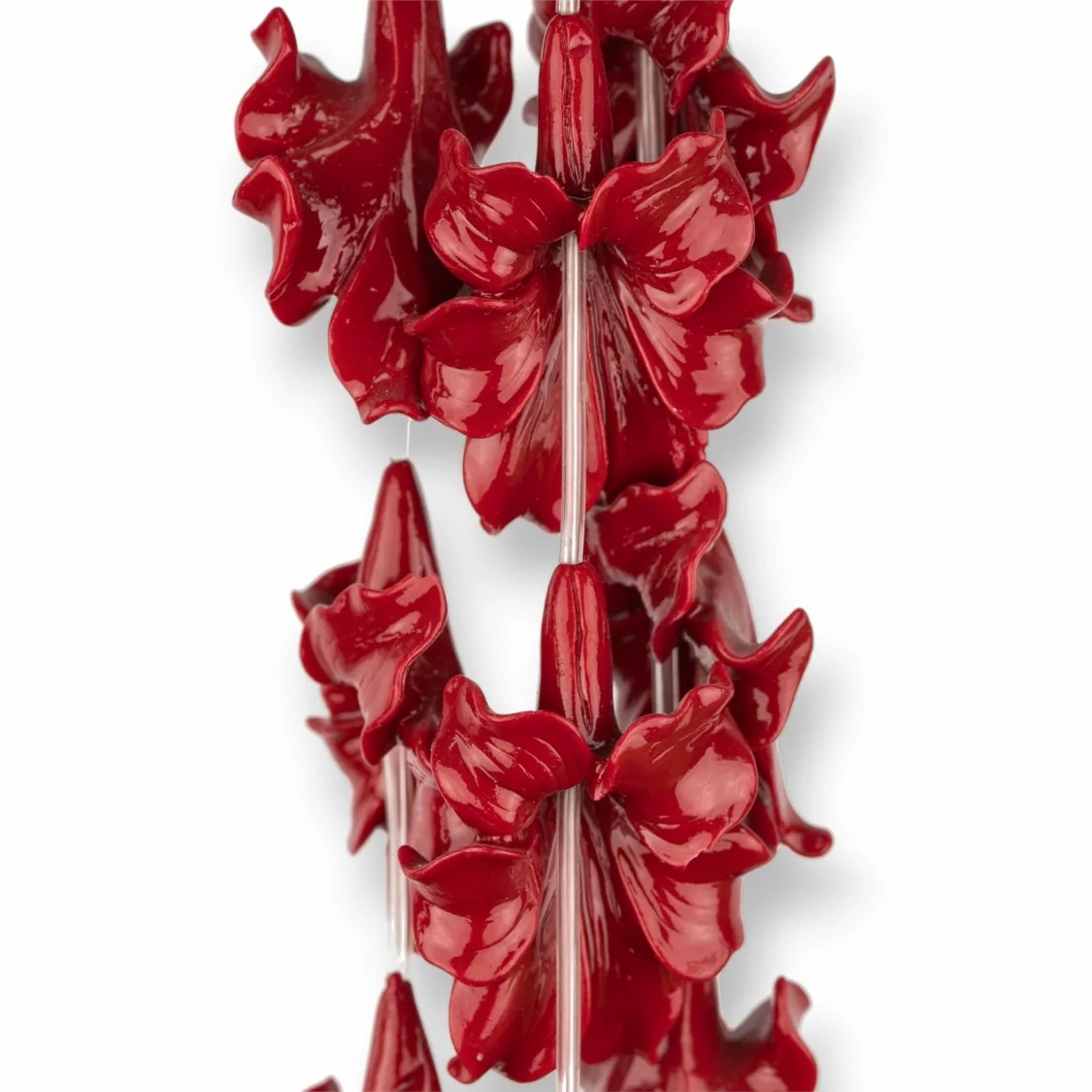 Filo Di Resina Lilium 35x45mm 8pz Rosso-RESINA A FILO | Worldofjewel.com