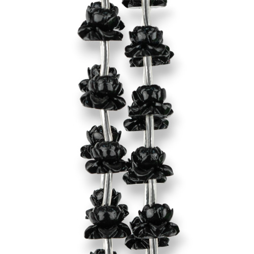 Fleur de Lotus en Résine 15x10mm 20pcs Noir