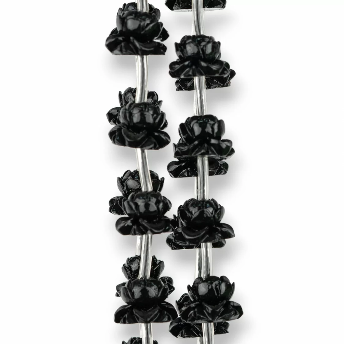 Fiore Di Loto Di Resina 15x10mm 20pz Nero-RESINA A FILO | Worldofjewel.com