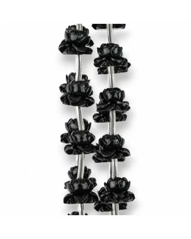 Fiore Di Loto Di Resina 15x10mm 20pz Nero-RESINA A FILO | Worldofjewel.com