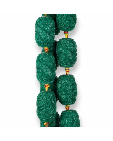 Perline Di Resina A Filo Barilotto 17x26mm 12pz Verde-RESINA A FILO | Worldofjewel.com